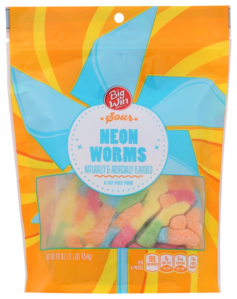 slide 1 of 1, Big Win Sour Worms, 16 oz