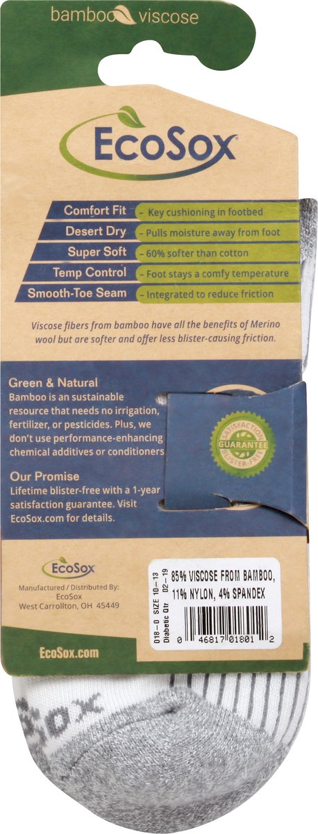 slide 4 of 7, H-E-B RX White/Grey Non-Binding Top Diabetic Crew Socks Large, 1 ct