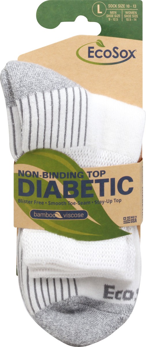slide 5 of 7, H-E-B RX White/Grey Non-Binding Top Diabetic Crew Socks Large, 1 ct