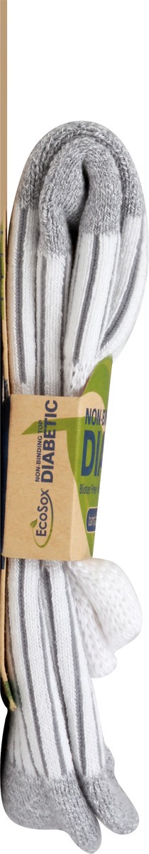 slide 3 of 7, H-E-B RX White/Grey Non-Binding Top Diabetic Crew Socks Large, 1 ct