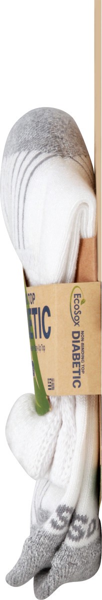 slide 7 of 7, H-E-B RX White/Grey Non-Binding Top Diabetic Crew Socks Large, 1 ct