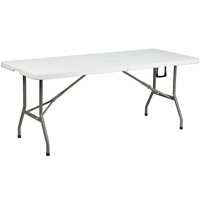 slide 1 of 6, Flash Furniture Bi-Fold Plastic Folding Table - White, 6 ft