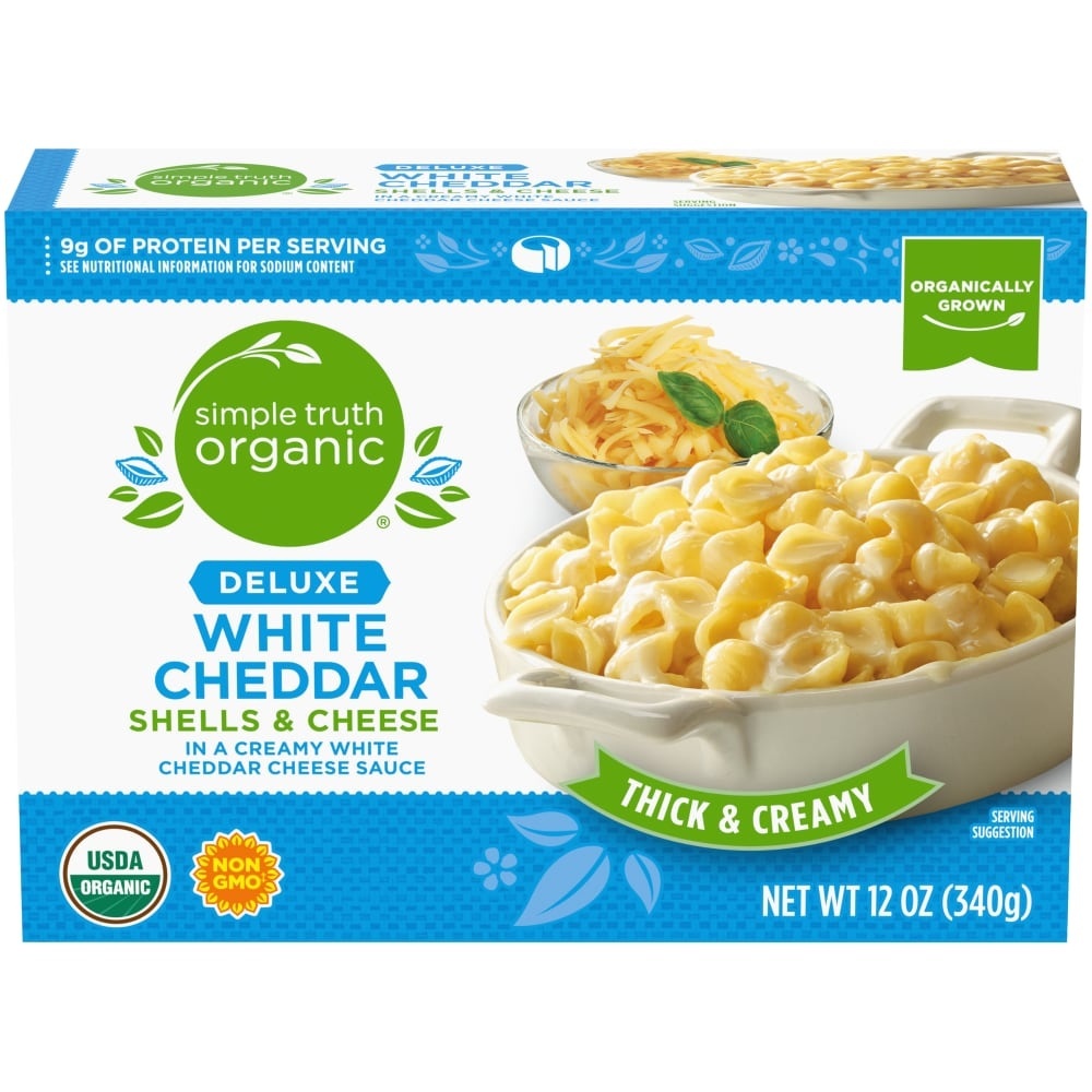 slide 1 of 1, Simple Truth Organic Deluxe White Cheddar Shells & Cheese, 12 oz