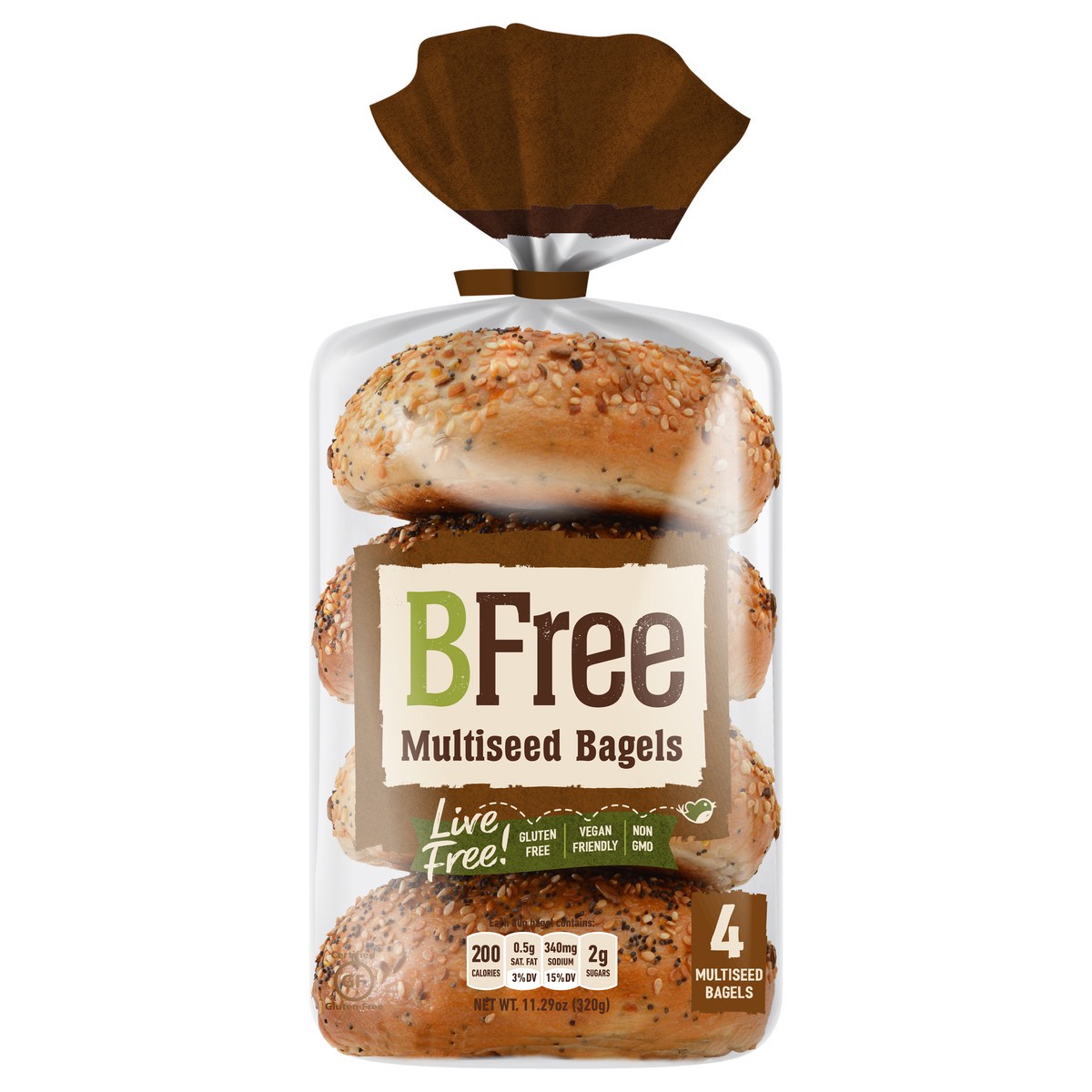 slide 1 of 10, BFree Multiseed Bagels 4 ea, 11.29 oz