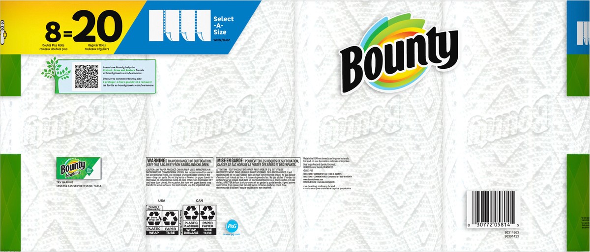 slide 4 of 5, Bounty Select-A-Size Paper Towels Double Rolls, 123 sheets