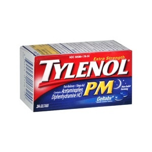 slide 1 of 1, Tylenol PM Extra Strength Pain Reliever/Nighttime Sleep Aid Geltabs, 24 ct