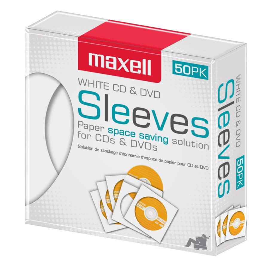 slide 2 of 5, Maxell White Cd / Dvd Sleeves, 50 ct