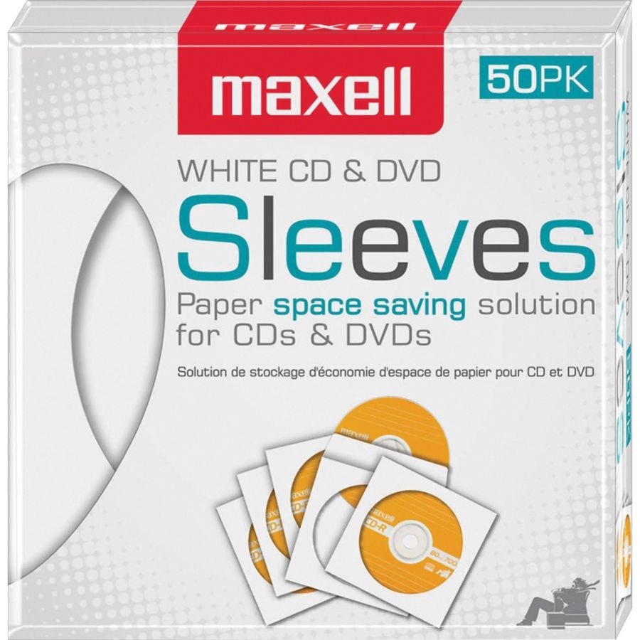 slide 4 of 5, Maxell White Cd / Dvd Sleeves, 50 ct