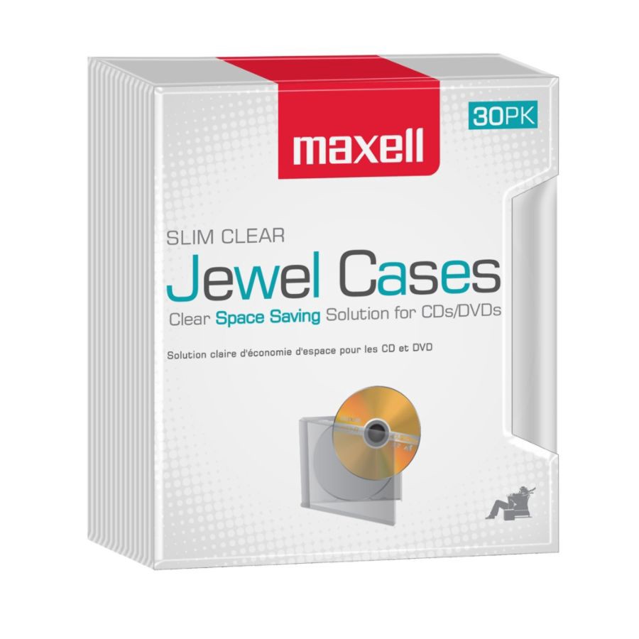 slide 4 of 4, Maxell Slim Jewel Cases, Clear, Pack Of 30, 30 ct