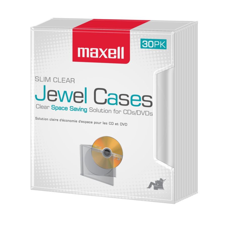 slide 2 of 4, Maxell Slim Jewel Cases, Clear, Pack Of 30, 30 ct