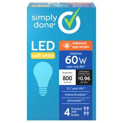 Simply Done 8 Watts Soft White Frosted LED Light Bulbs 4 ea