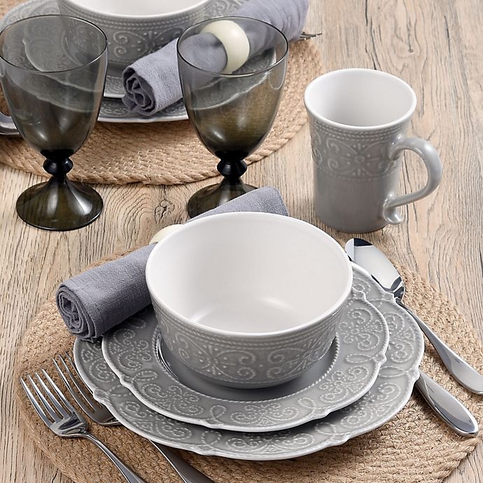 slide 6 of 6, Pfaltzgraff Abby Dinnerware Set - Grey, 16 ct