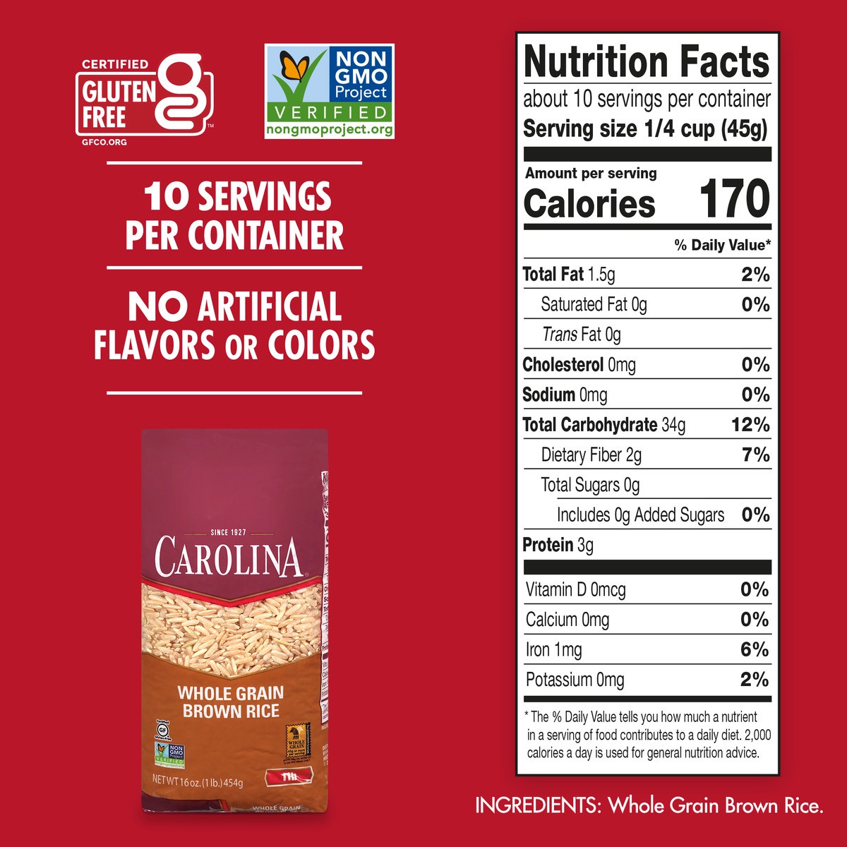 slide 4 of 9, Carolina Brown Rice, 16 oz