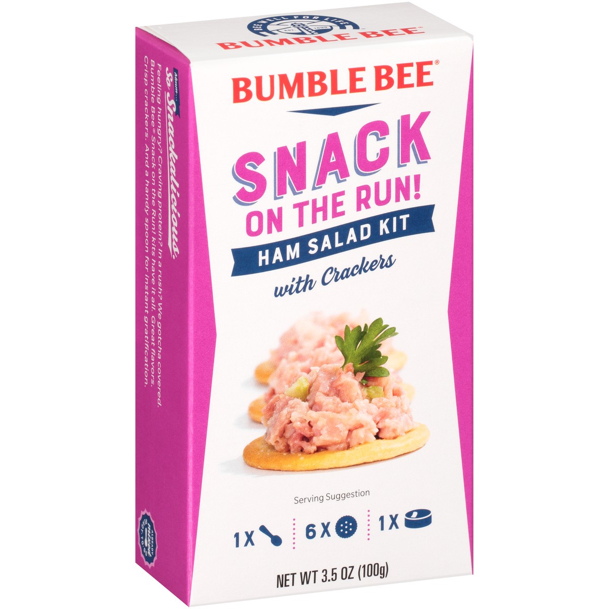 slide 2 of 11, Bumble Bee Snack on the Run! Ham Salad with Crackers, 3.5 oz