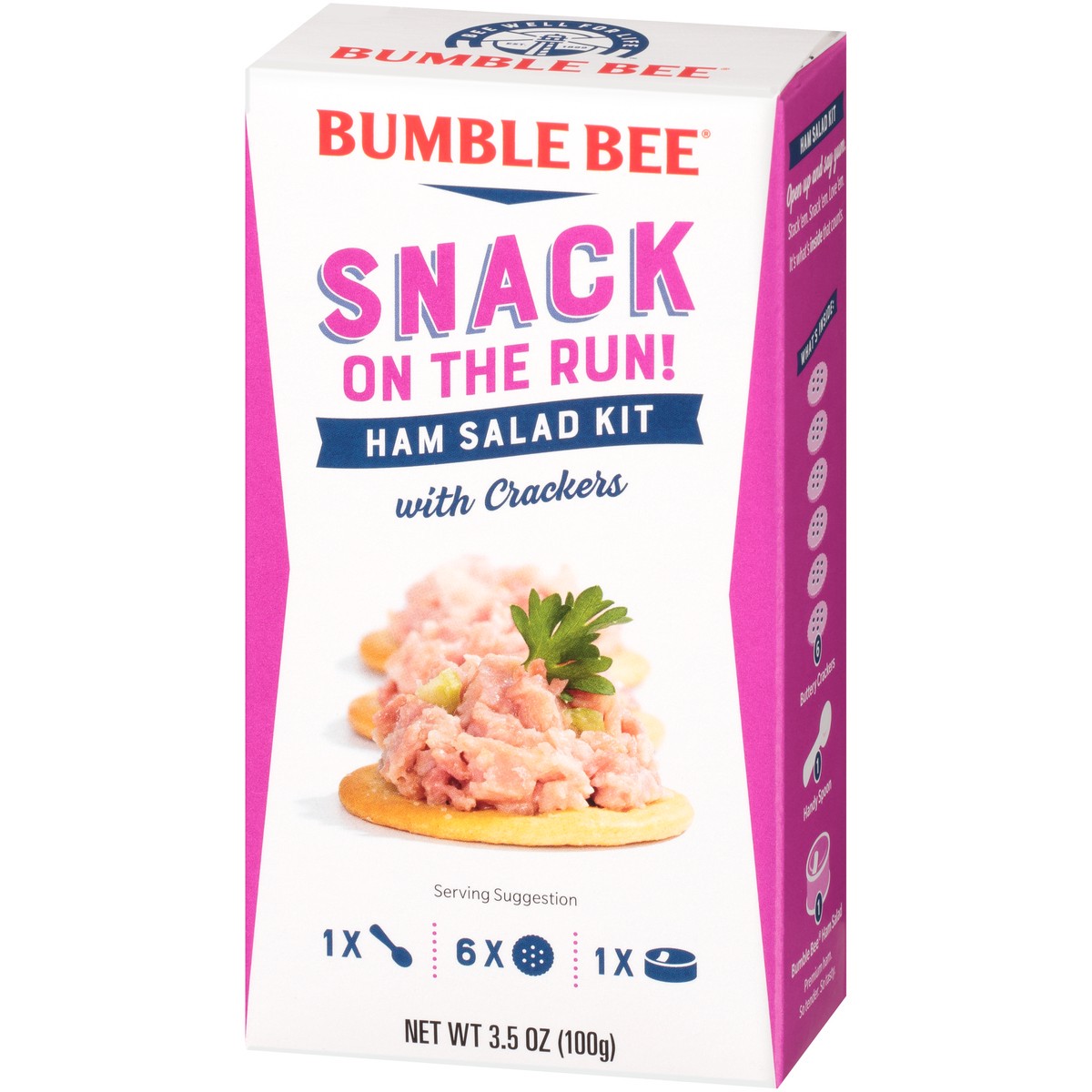 slide 3 of 11, Bumble Bee Snack on the Run! Ham Salad with Crackers, 3.5 oz