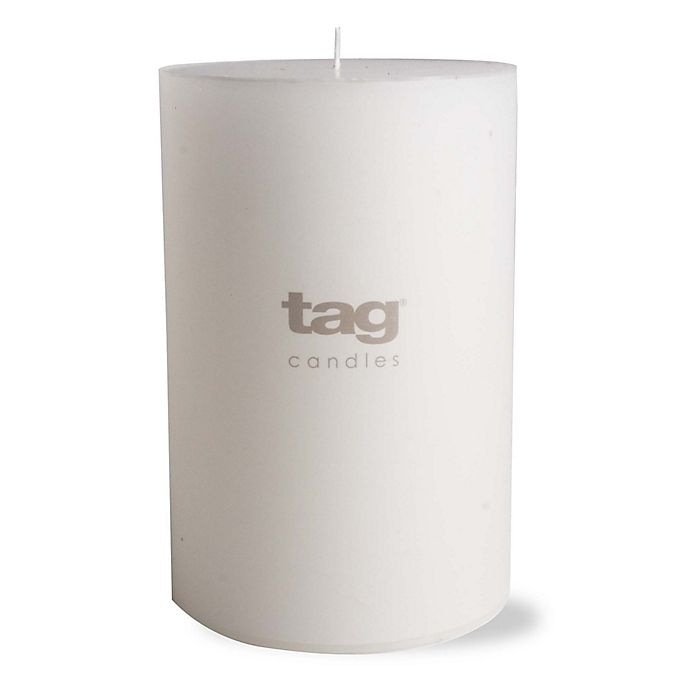 slide 1 of 1, tag Unscented Long Burning Pillar Candle - White, 4 in x 6 in