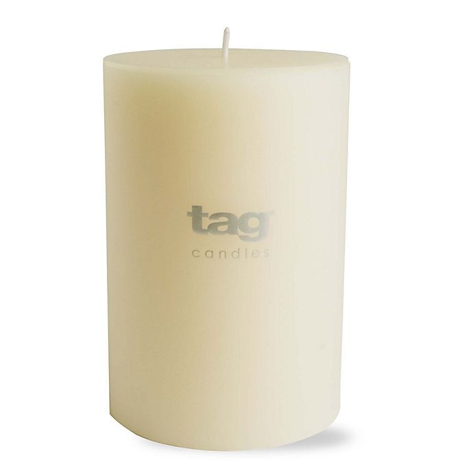 slide 1 of 1, tag Unscented Long Burning Pillar Candle - Ivory, 4 in x 6 in