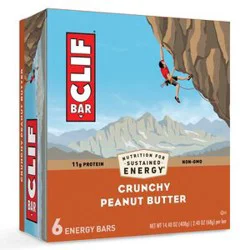 CLIF BAR - Crunchy Peanut Butter - Made with Organic Oats - Energy Bars - Non-GMO - Plant Based Protein Bars (5 Pack)