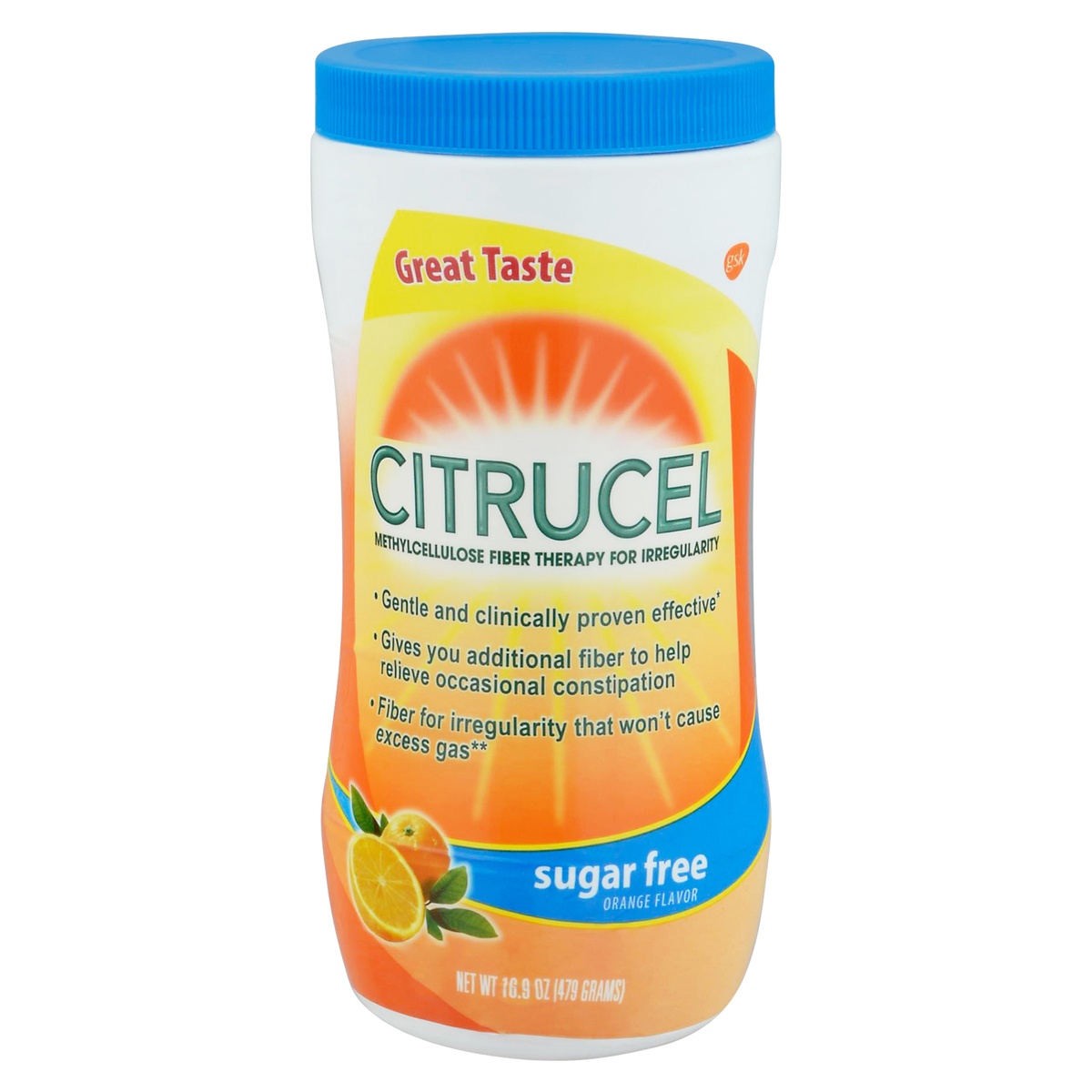 slide 1 of 1, Citrucel Sugar Free Fiber Powder for Occasional Constipation Relief, Orange Flavor - 16.9 Ounces, 16.9 oz