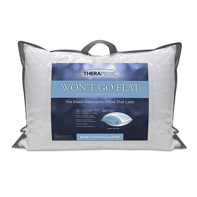 slide 6 of 6, Therapedic Won't Go Flat Standard/Queen Back Sleeper Pillow, 1 ct