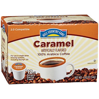 slide 1 of 1, Hill Country Fare Caramel Creme Single Serve Coffee Cups, 12 ct
