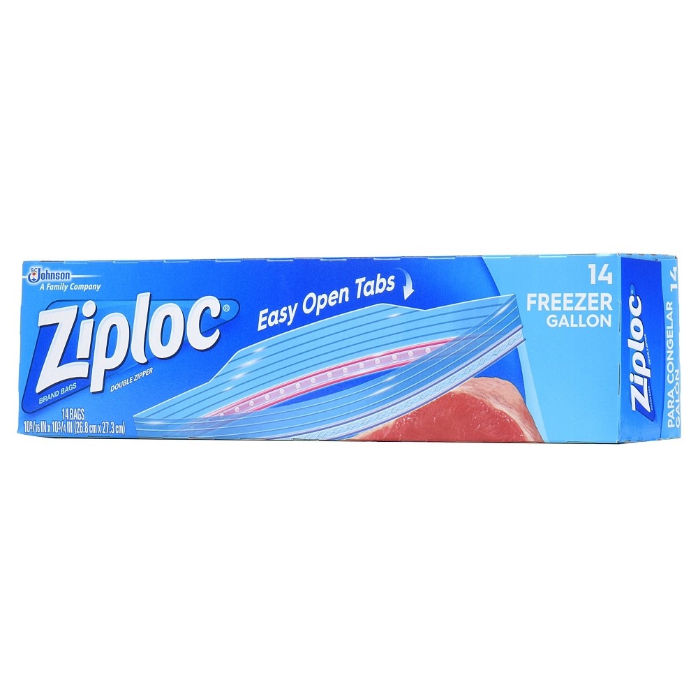 slide 4 of 8, Ziploc Gallon Freezer Bags, 14 ct