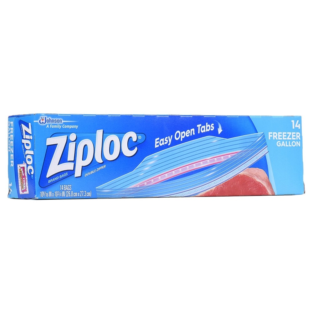 slide 7 of 8, Ziploc Gallon Freezer Bags, 14 ct