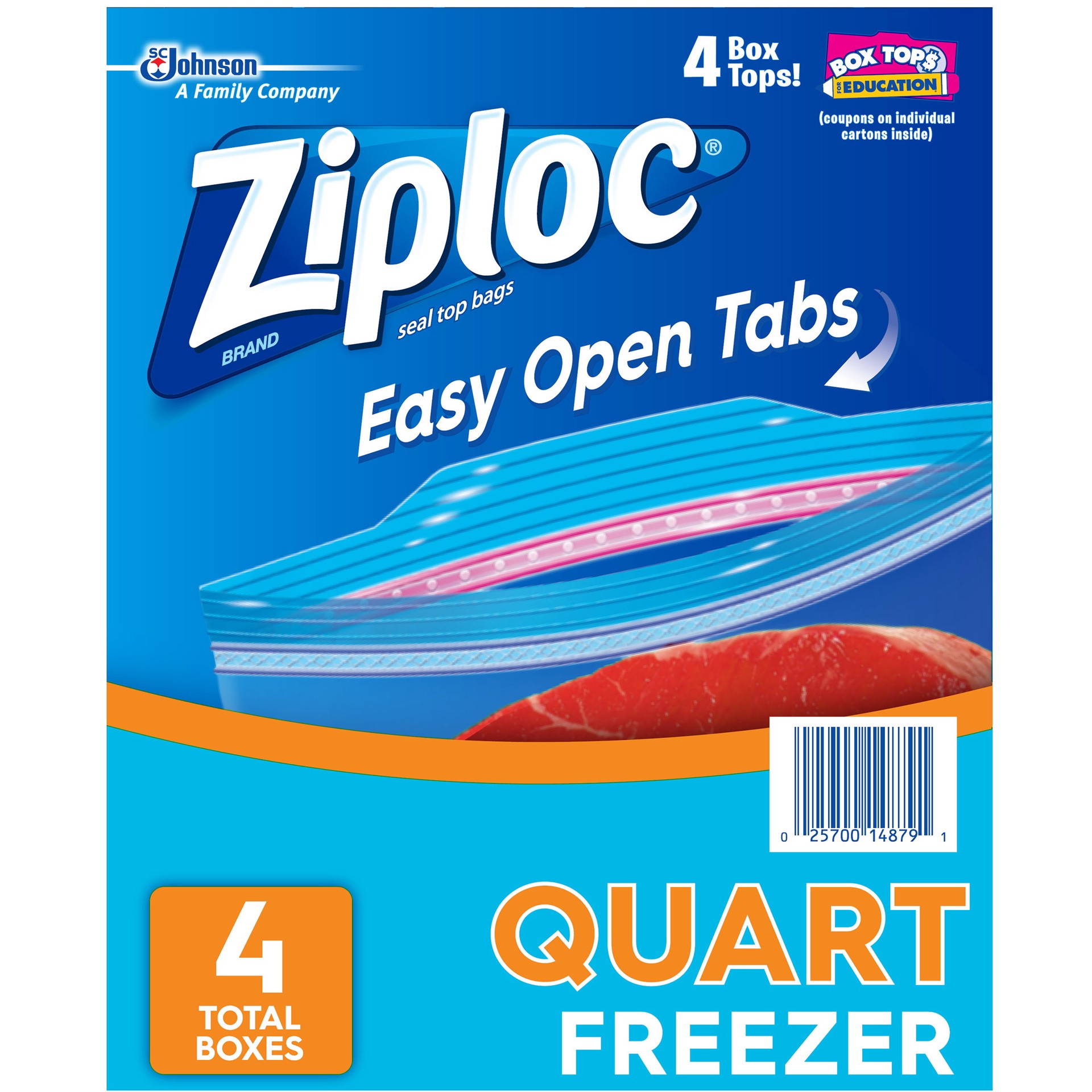 slide 2 of 2, Ziploc Double Zipper Quart Freezer Bags, 4 pk; 54 ct