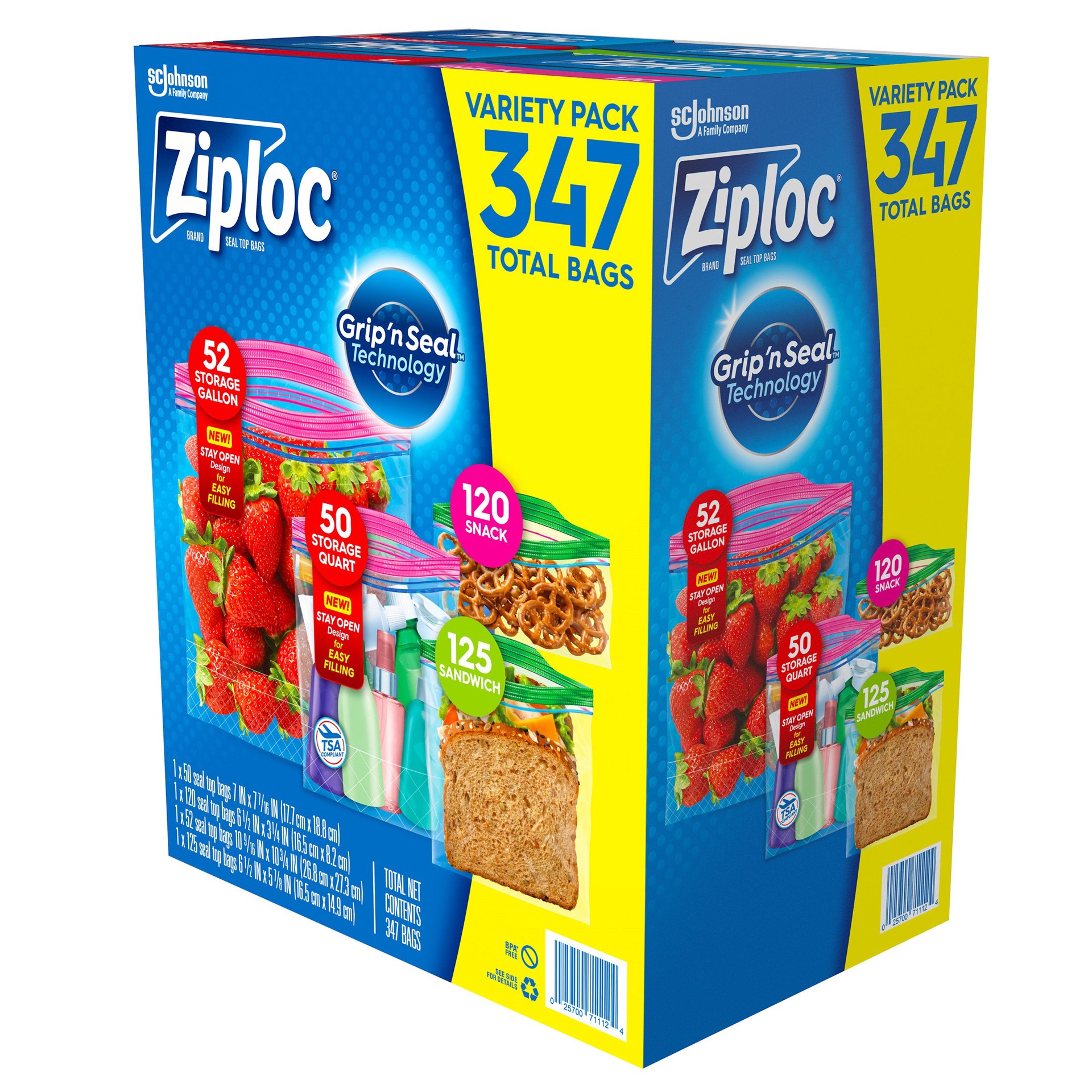 slide 1 of 2, Ziploc Zipper Bag, Variety Pack, 347 count, 