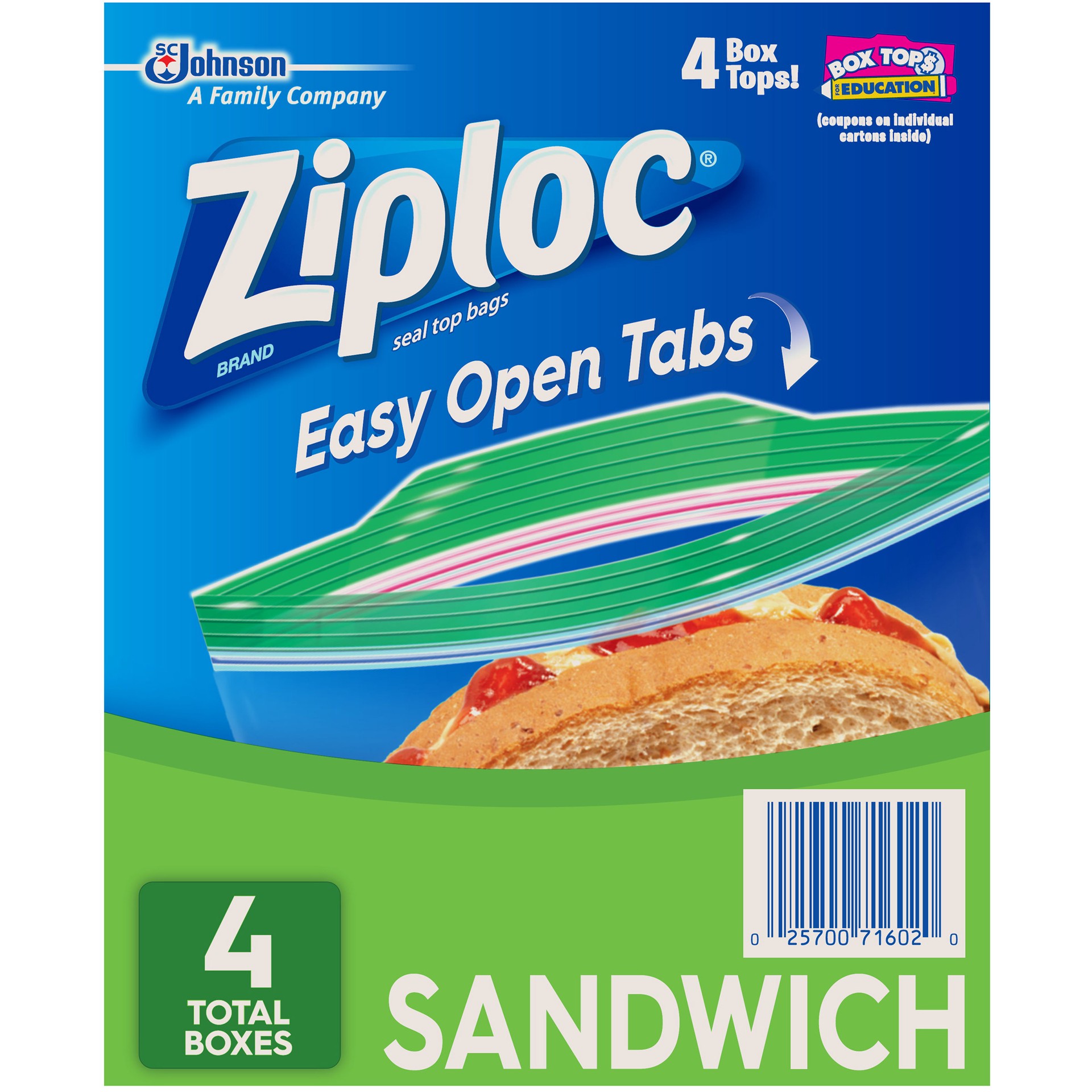 slide 2 of 2, Ziploc Sandwich Bags, 4 pk; 145 ct