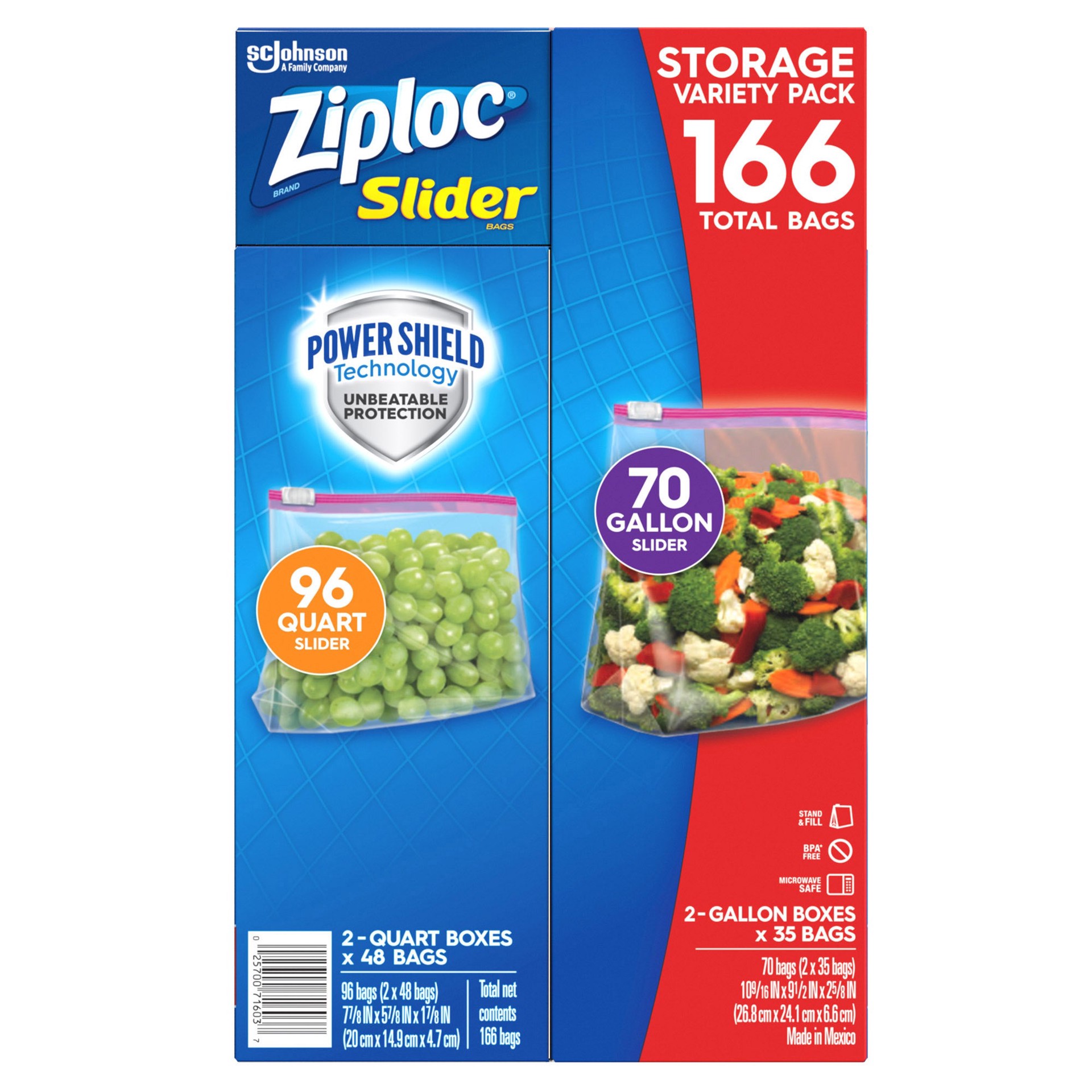 slide 1 of 2, Ziploc Slider Storage Bag, Variety Pack, 166 count, 