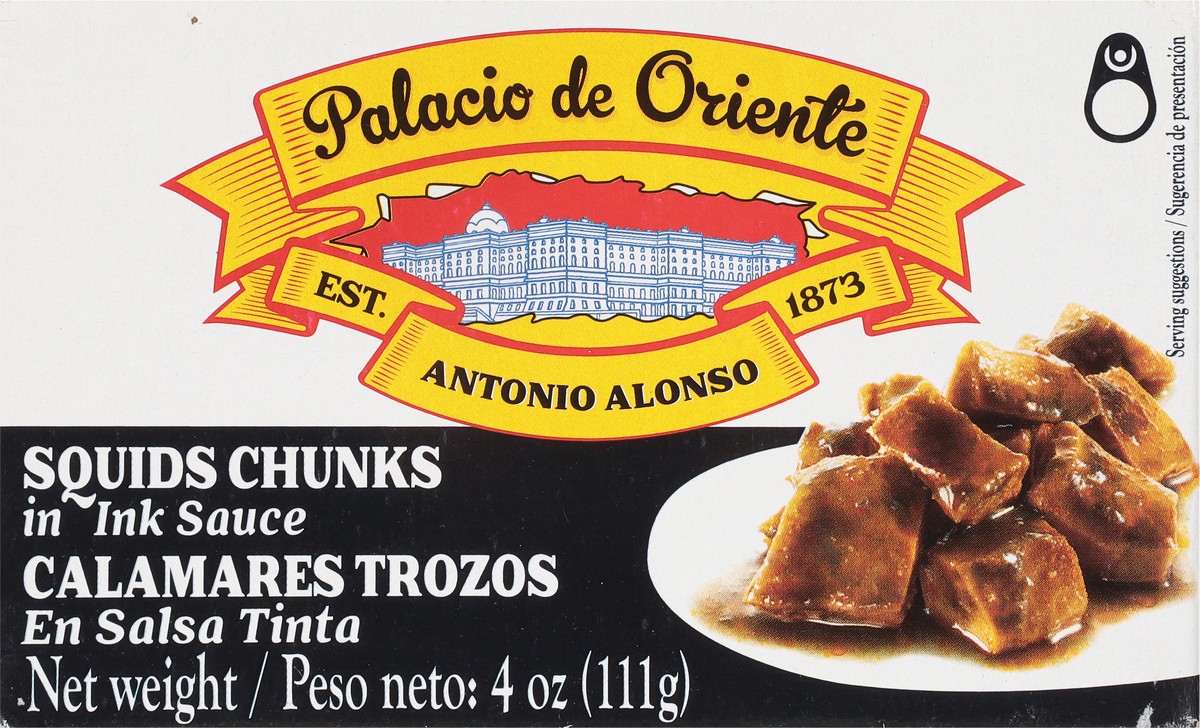 slide 7 of 9, Palacio de Oriente Squids Chunks in Ink Sauce 4 oz, 4 oz