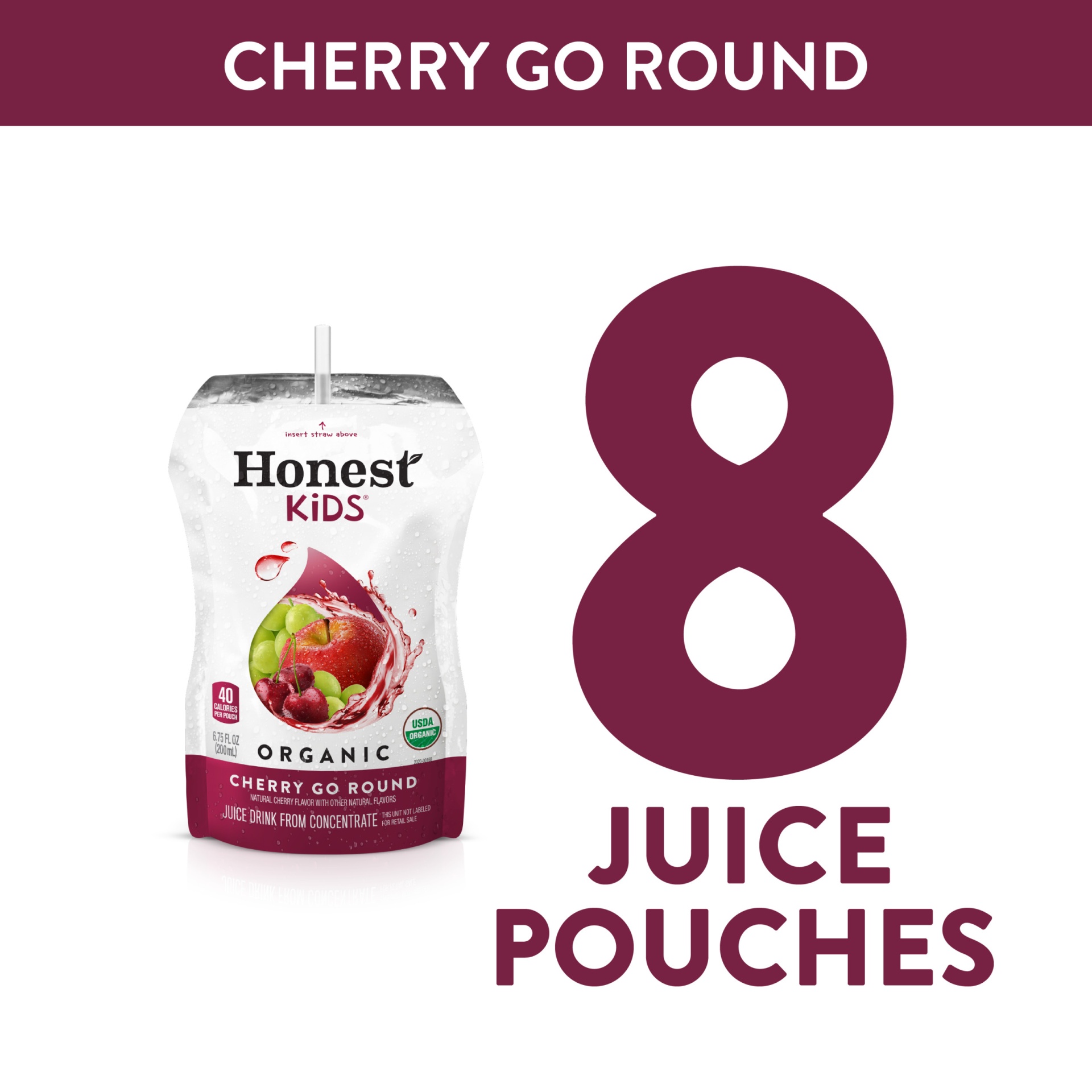 Honest Kids Organic Cherry Go Round Juice Pouches 8 ct; 6.75 fl oz Shipt