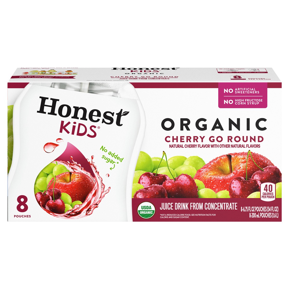 slide 1 of 2, Honest Kids Cherry Go Round Pouches, 6.75 fl oz, 8 Pack, 8 ct