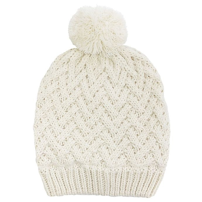 slide 2 of 2, Isaac Mizrahi Crisscross Pom Beanie - White, 1 ct