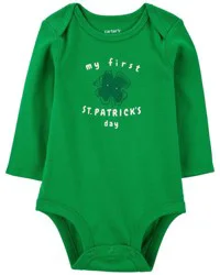 Carter's Baby St Patrick's Day Ribbed Long-Sleeve Bodysuit - Green Green 6M