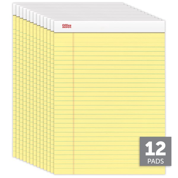 slide 5 of 6, Office Depot Brand Perforated Writing Pads, Legal Ruled, Canary, 12 pk; 50 ct; 8 1/2 in x 11 3/4 in