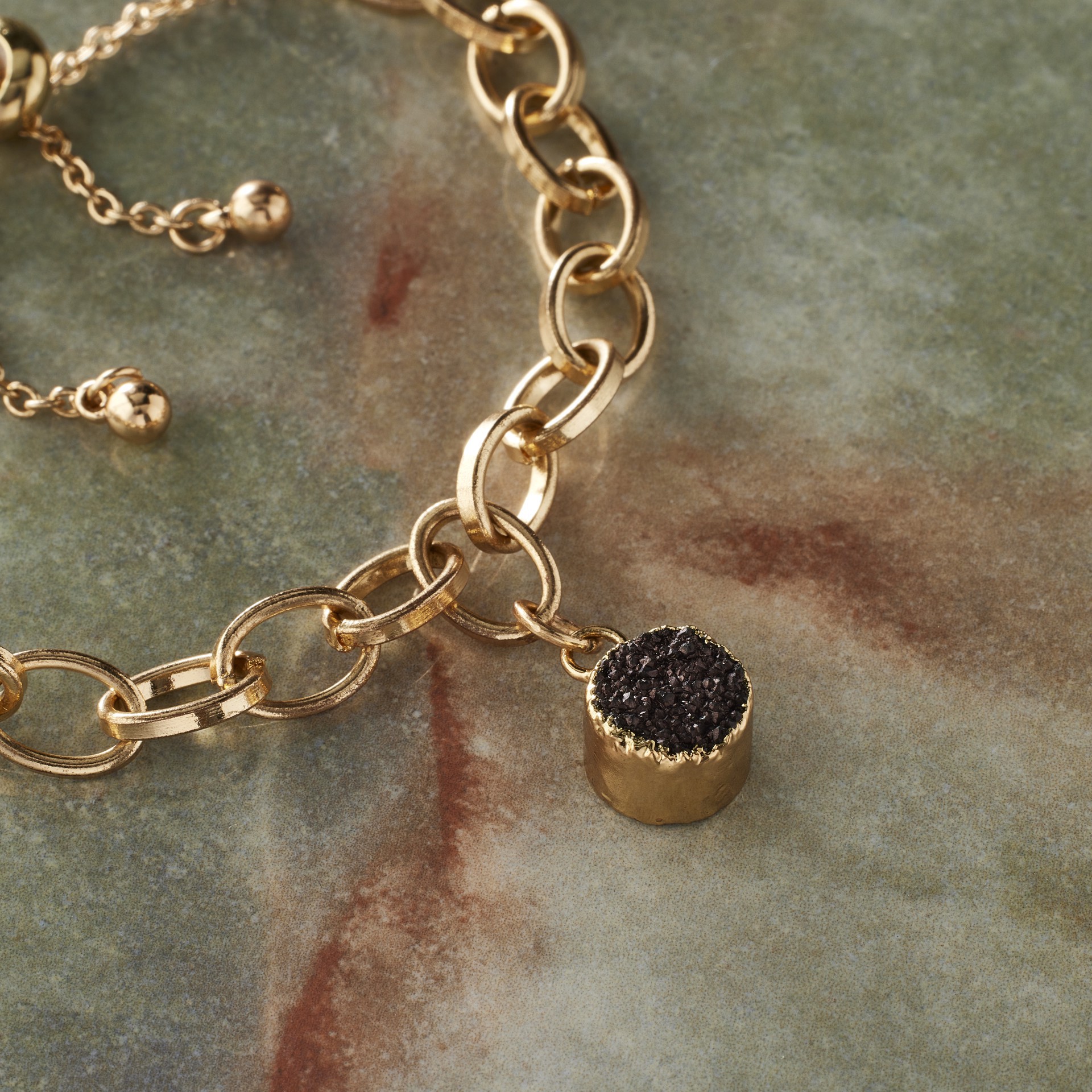 slide 3 of 3, Round Black Dyed Quartz Charm By Bead Landing, 10 mm charm diameter