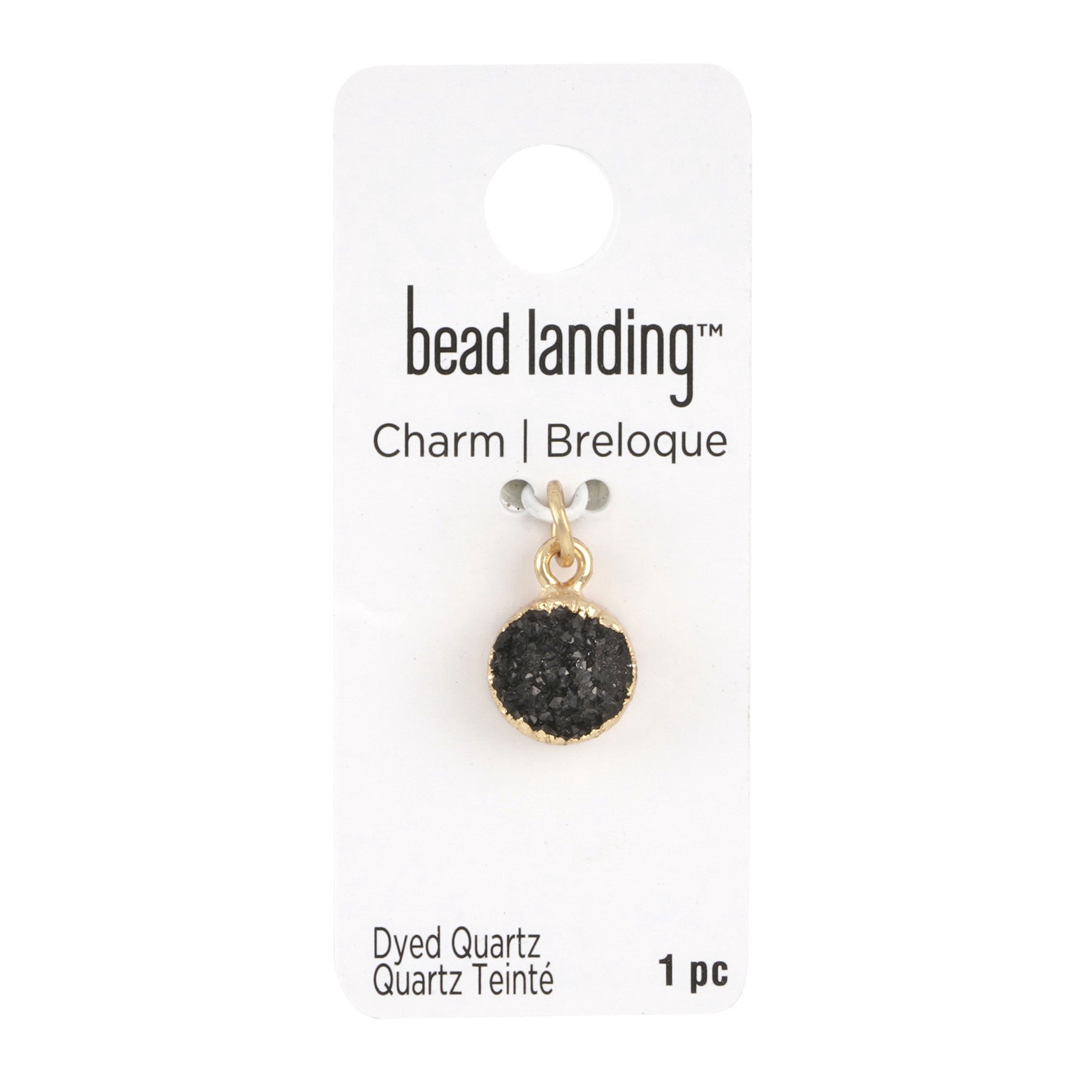 slide 2 of 3, Round Black Dyed Quartz Charm By Bead Landing, 10 mm charm diameter