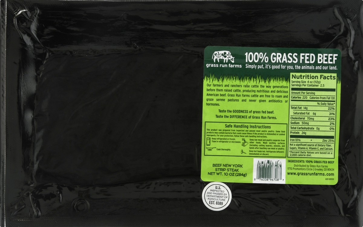 slide 3 of 12, Grass Run Farms New York Strip Steak Beef 10 oz, 10 oz