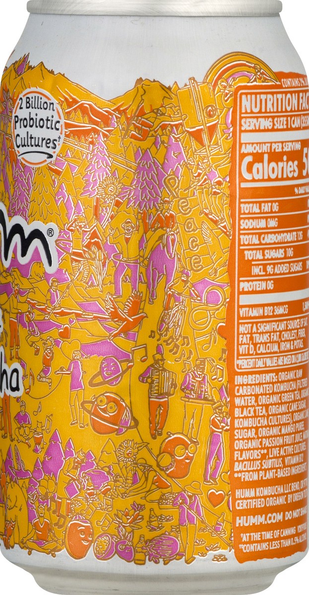 slide 8 of 9, Humm Probiotic Mango Passionfruit Kombucha 12 fl oz, 12 fl oz