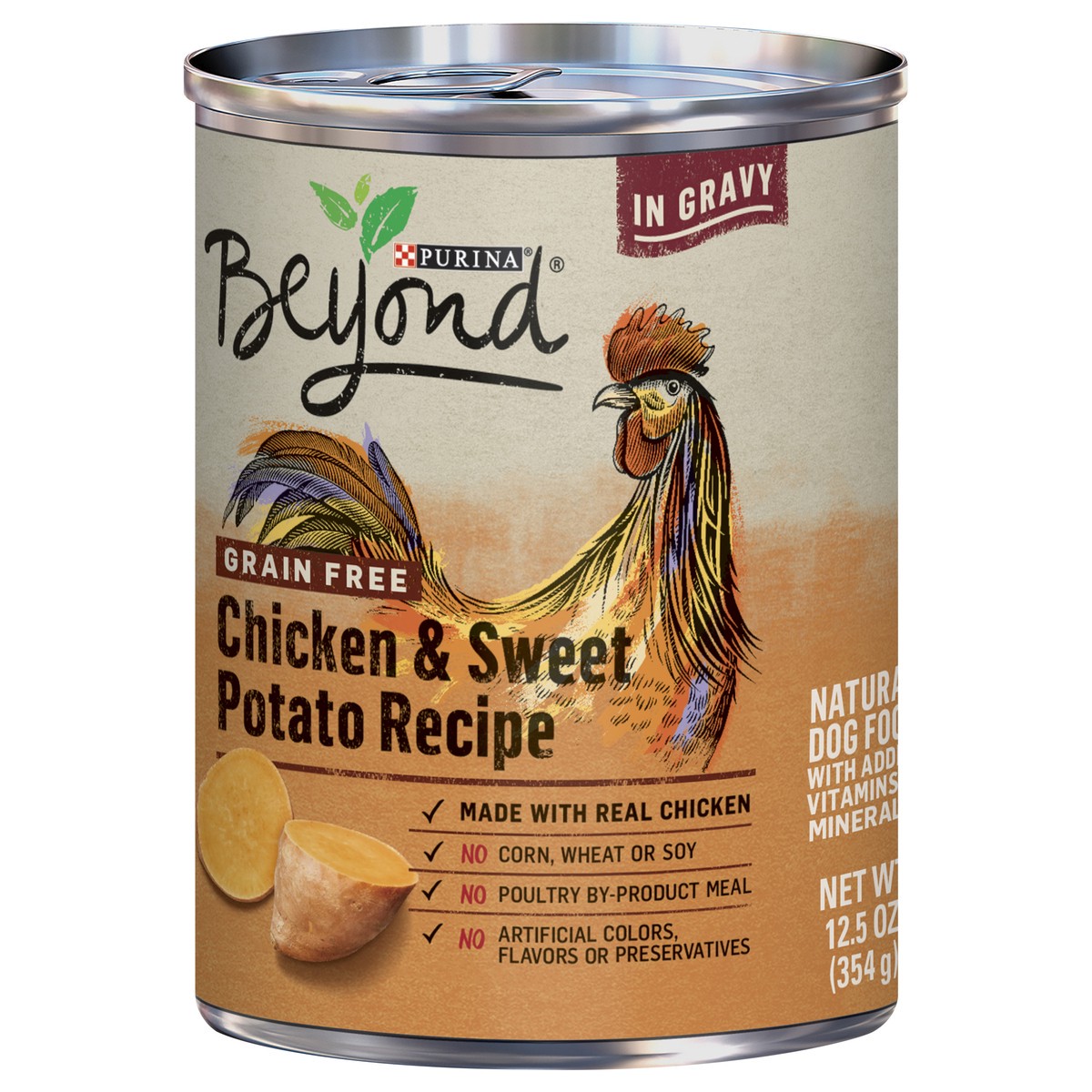 slide 1 of 9, Purina Beyond in Gravy Natural Cage-Free Chicken & Sweet Potato Recipe Dog Food 12.5 oz, 12.5 oz