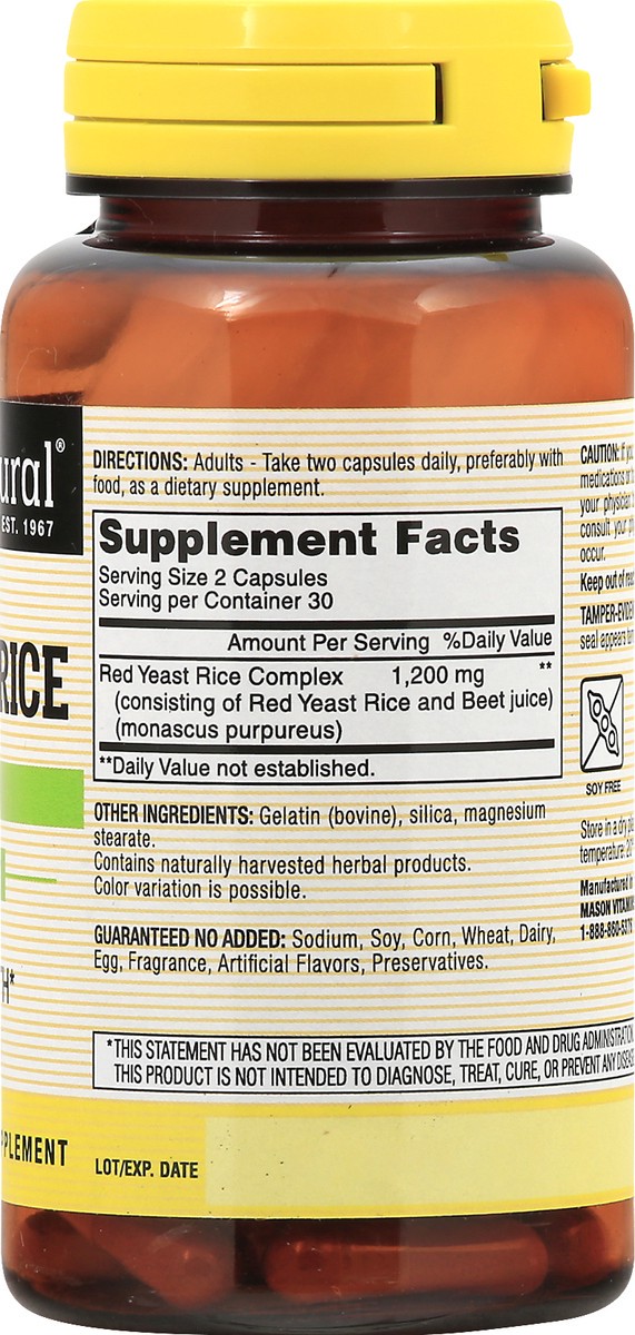 slide 9 of 13, Mason Natural Red Yeast Rice, Whole Herb, Capsules, 60 ct