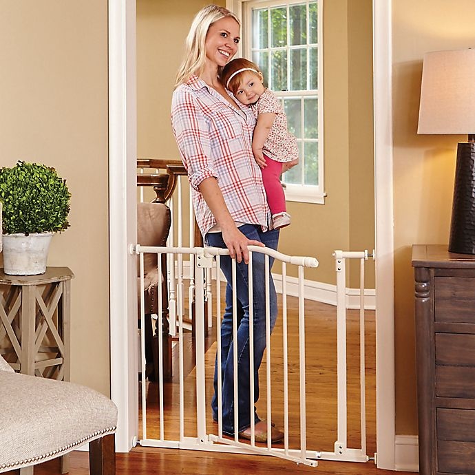 slide 2 of 4, Toddleroo by North States Arched Auto-Close Gate With Easy-Step - White, 1 ct