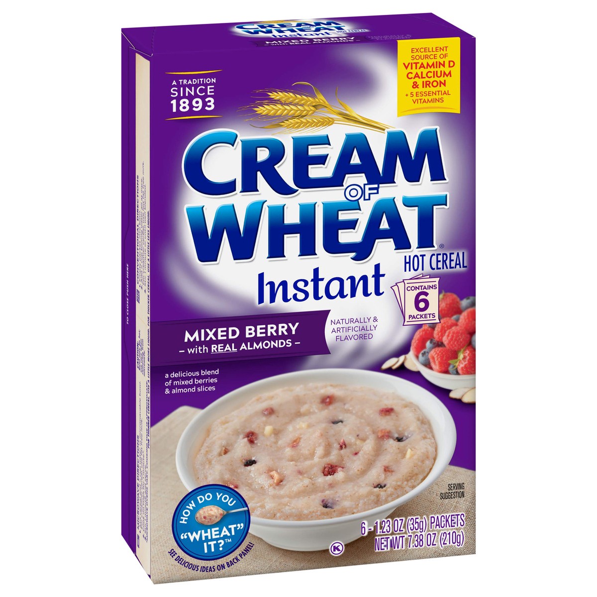 slide 3 of 11, Cream of Wheat Mixed Berry Instant Hot Cereal, Kosher, 6-1.23 OZ Packets, 6 ct