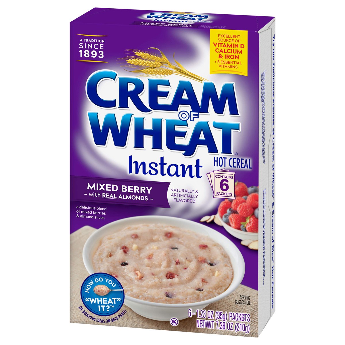 slide 5 of 11, Cream of Wheat Mixed Berry Instant Hot Cereal, Kosher, 6-1.23 OZ Packets, 6 ct