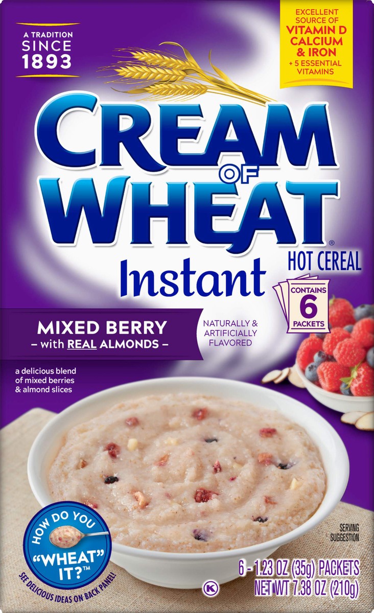 slide 1 of 11, Cream of Wheat Mixed Berry Instant Hot Cereal, Kosher, 6-1.23 OZ Packets, 6 ct