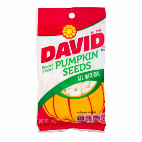 slide 1 of 1, DAVID Pumpkin Seeds, 12 ct; 2.25 oz