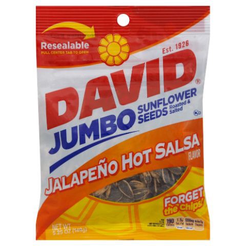 slide 1 of 1, David Jumbo Jalapeno Hot Salsa Sunflower Seeds, 5.25 oz