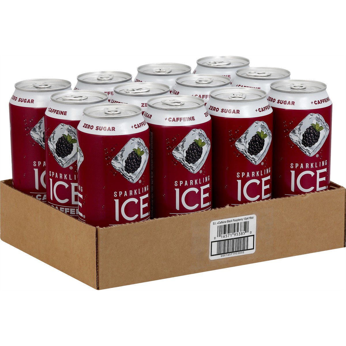 slide 2 of 10, Sparkling ICE +Caffeine Zero Sugar Black Raspberry Sparkling Water 12 - 16 fl oz Cans, 192 fl oz